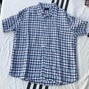 UNTUCKIT Mens SHORT SLEEVE BUTTON SHIRT MEN'S EXTRA LARGE XL CHECKERED